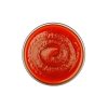 Close up one transparent glass bowl of red ketchup tomato sauce isolated on white background, top view, directly above