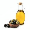 Olives and oil on white backgrounds. healthy food ingredient.