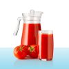 fresh tomato juice isolated on white background. pure tomato juice in glass and graphene.