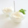 Natural yogurt or yoghurt with cream and mint